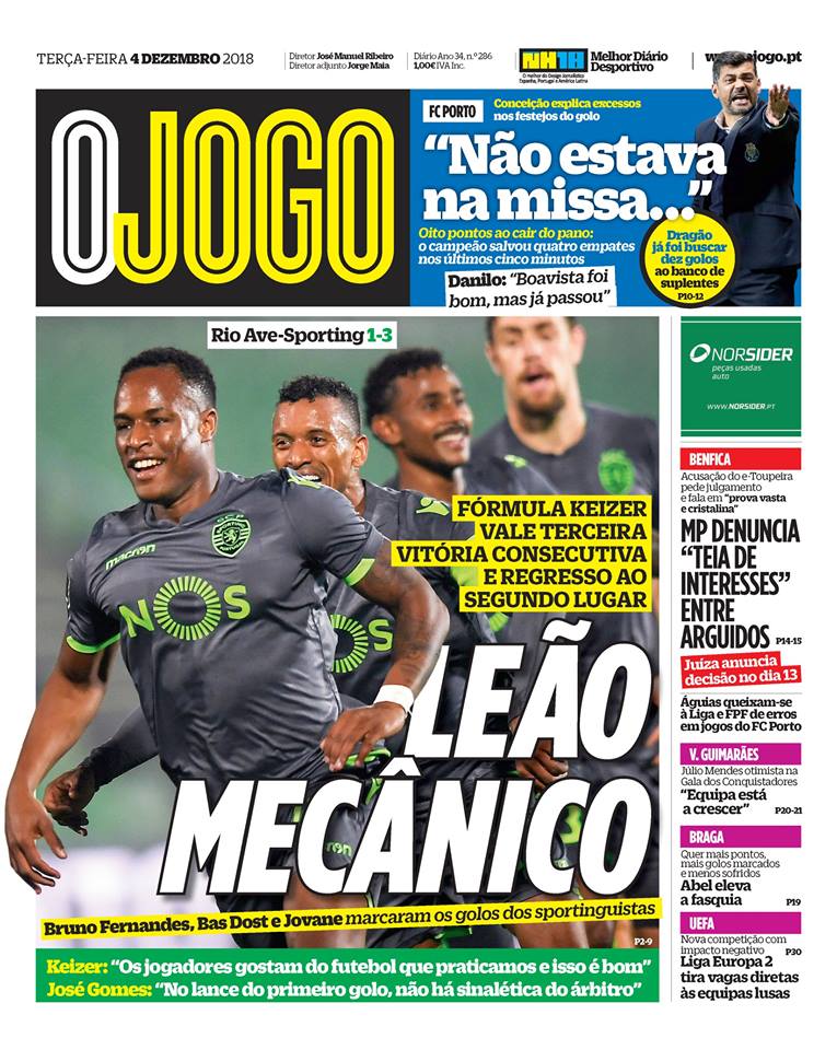 Capas Dos Jornais Desportivos 04-12-2018 - Porto Até Morrer